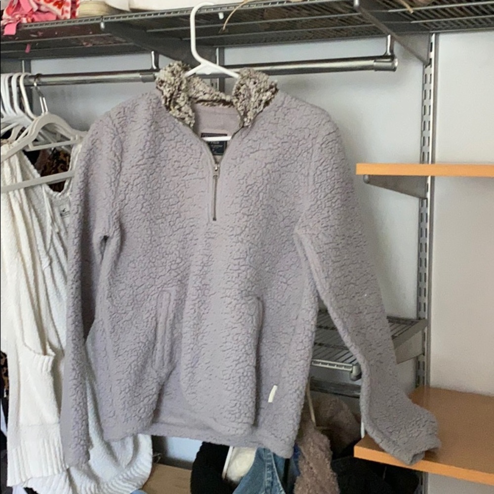 Grey fuzzy quarter zip